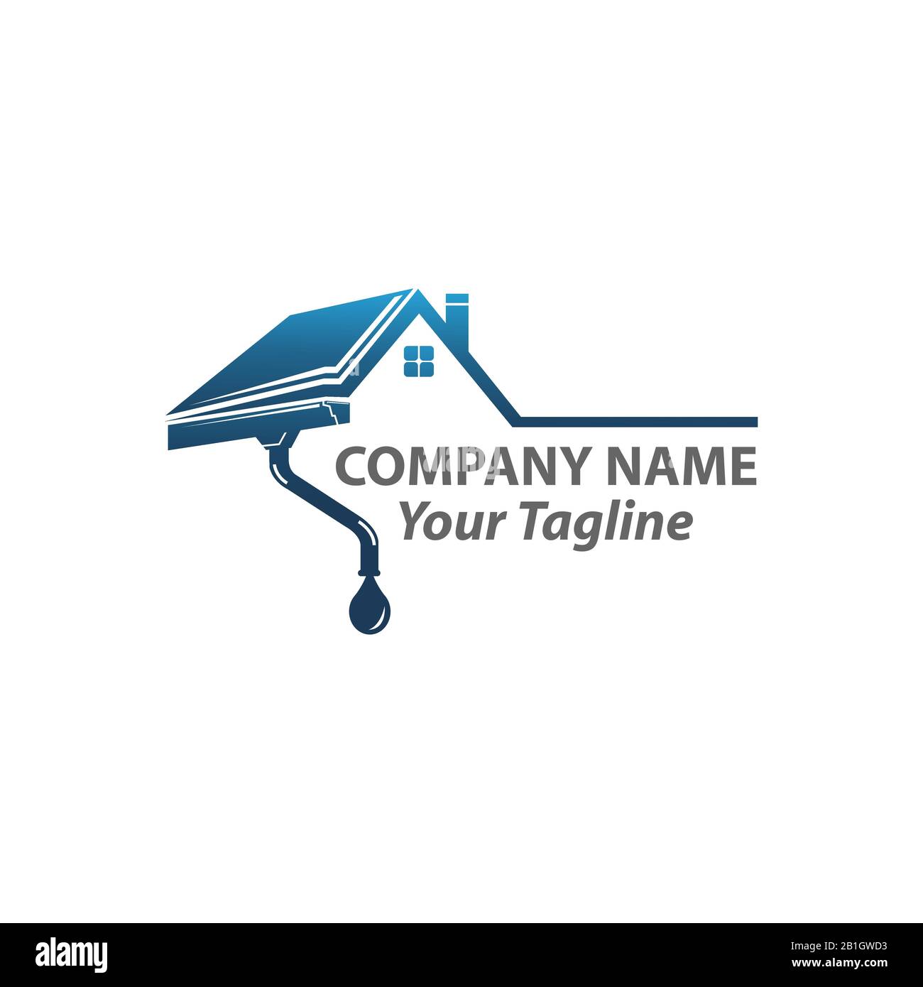 gutter and house roof logo template. Roof downspout vector design. Gutter services logotype