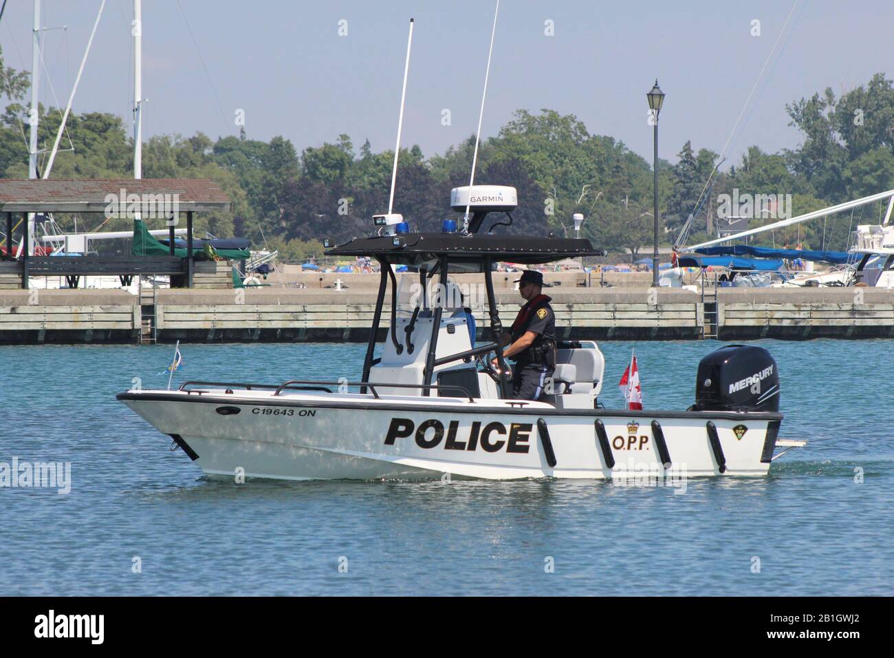 Police boat in Harbour Stock Photo