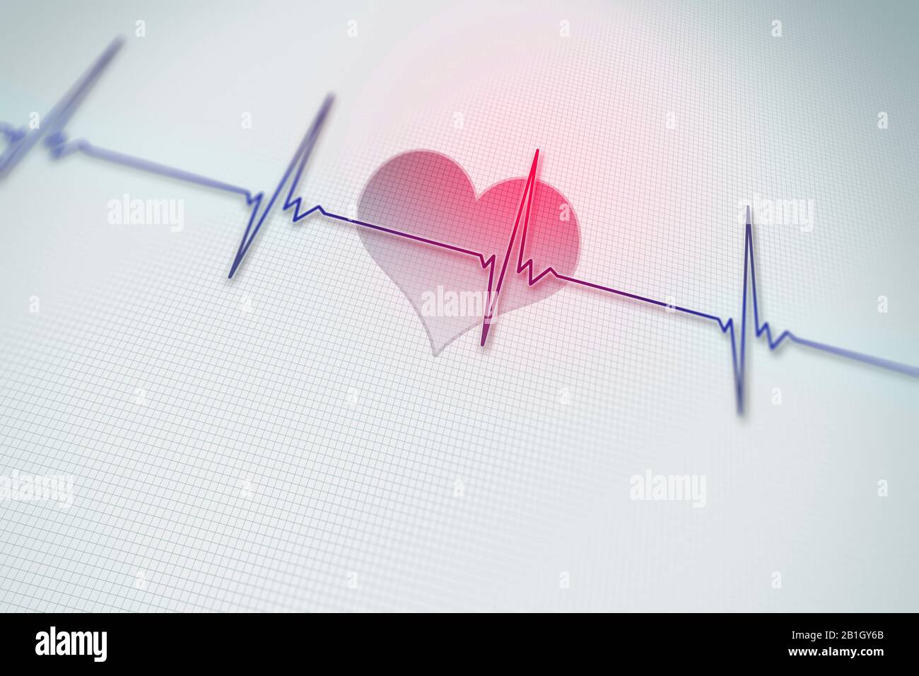 Computer graphic, illustration of a heart frequency and a symbol of a
