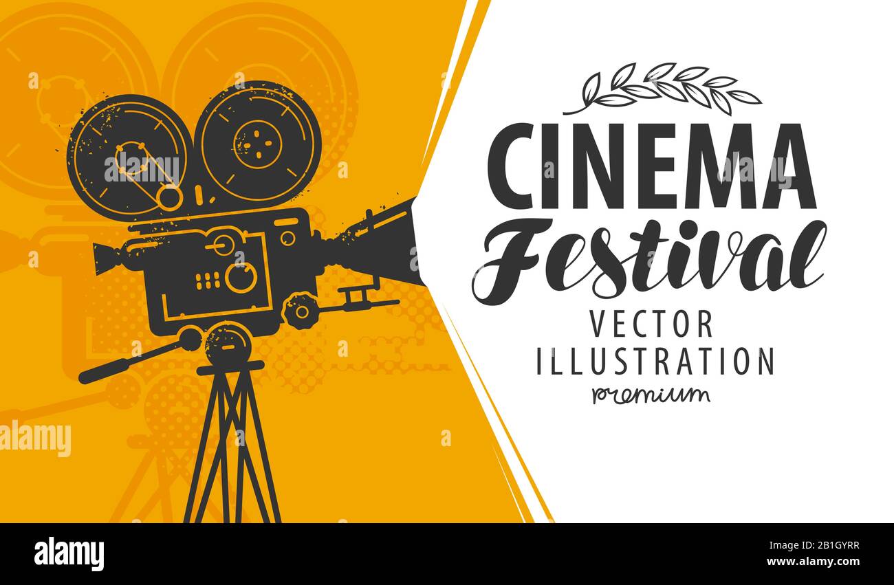 Movie camera or projector. Cinema festival retro vector illustration Stock Vector