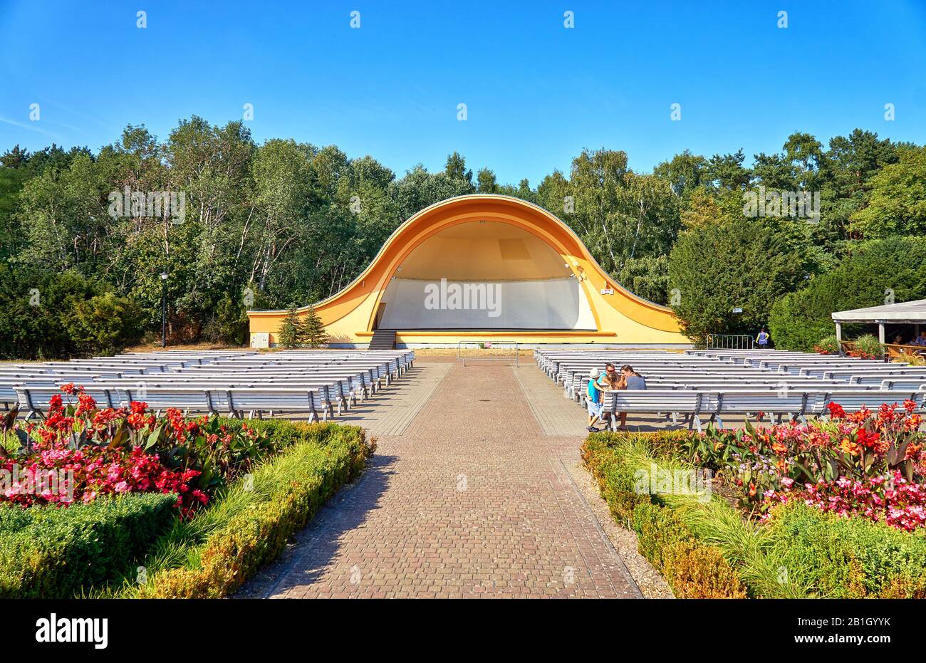 Public outdoor concert shell on the promenade in Swinemünde. Swinoujscie, Poland Stock Photo