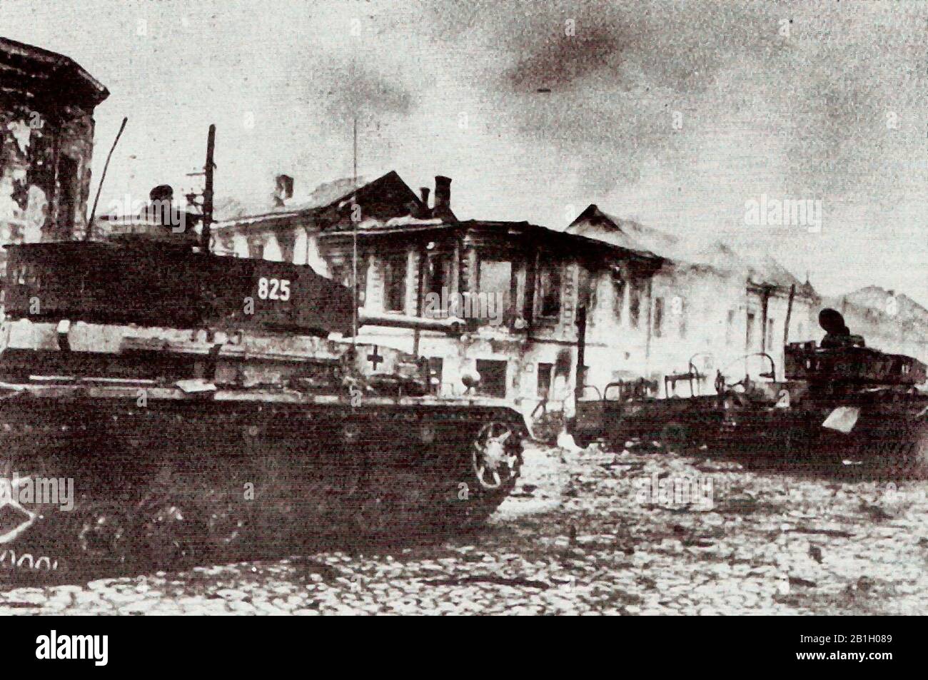 German panzer passes through Zhitomir in November 1943 Stock Photo