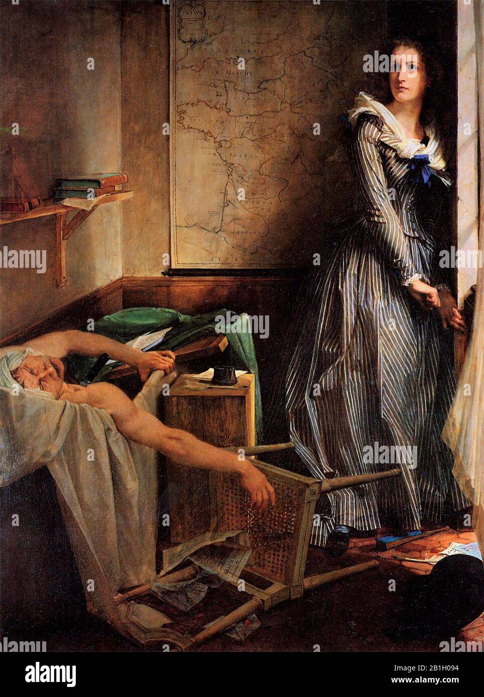 The assassination of Marat by Charlotte Corday - Paul-Jacques-Aimé Baudry, 1860 Stock Photo