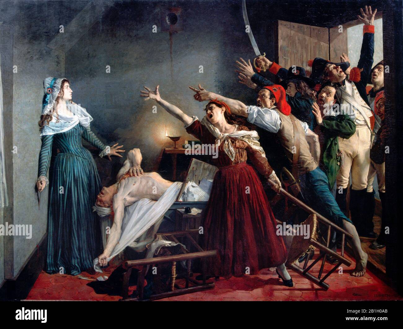 The assassination of Marat - Jean-Joseph Weerts, 1880 Stock Photo