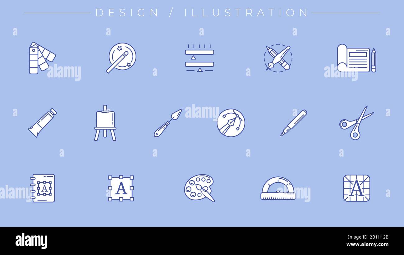 Design and Illustration concept line style vector icons set Stock ...