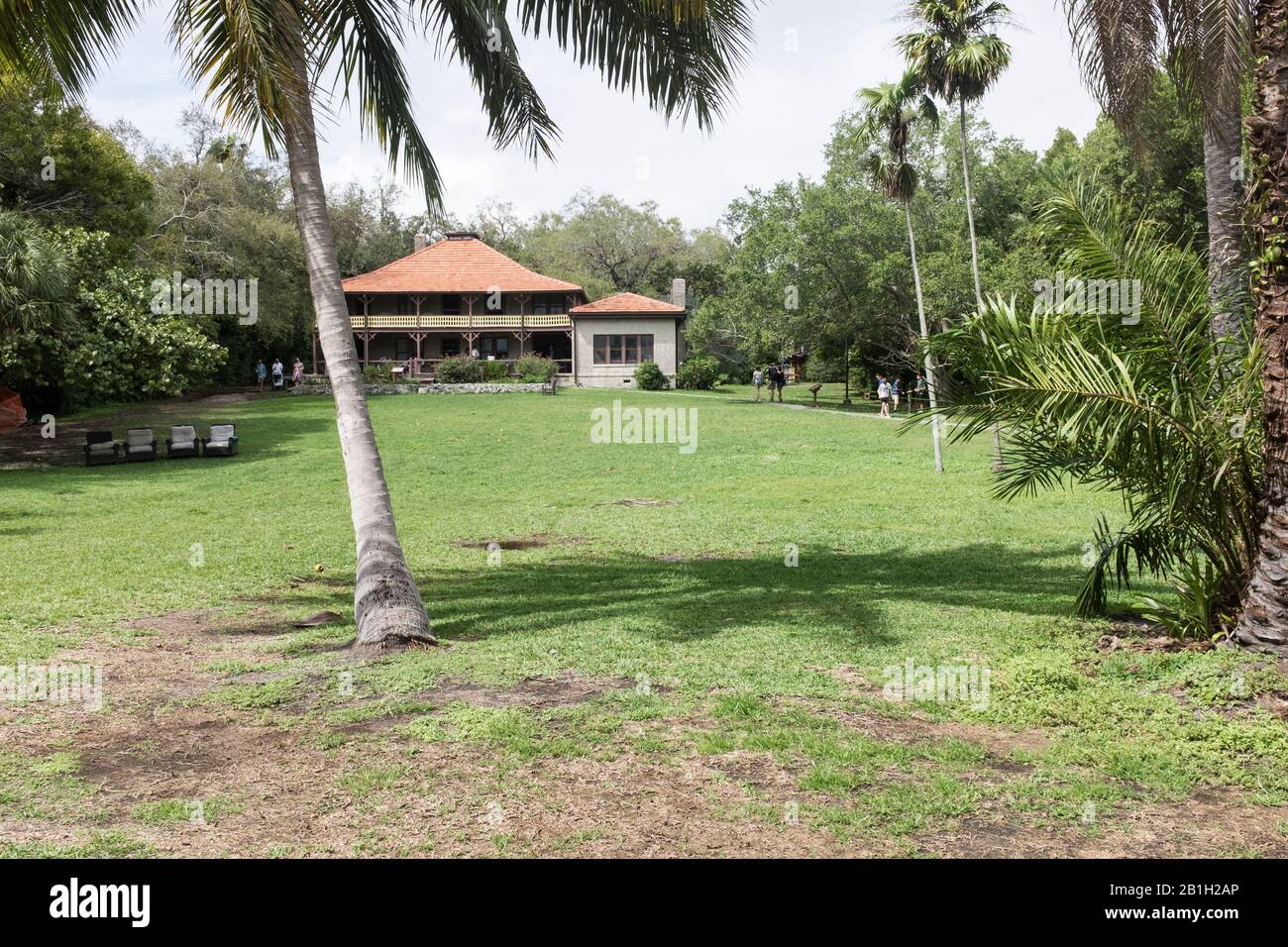 A view towards the Ralph Middleton Munroe House in the Barnacle State Park in Miami, Florida Stock Photo