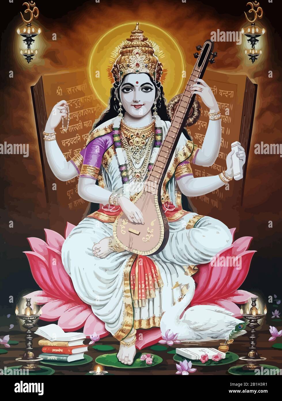 hinduism god Saraswati spiritual play veena holy culture ...
