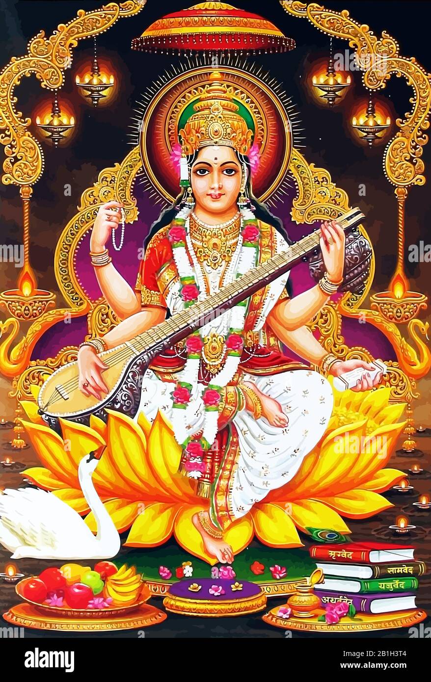 hinduism god Saraswati spiritual play veena holy culture ...