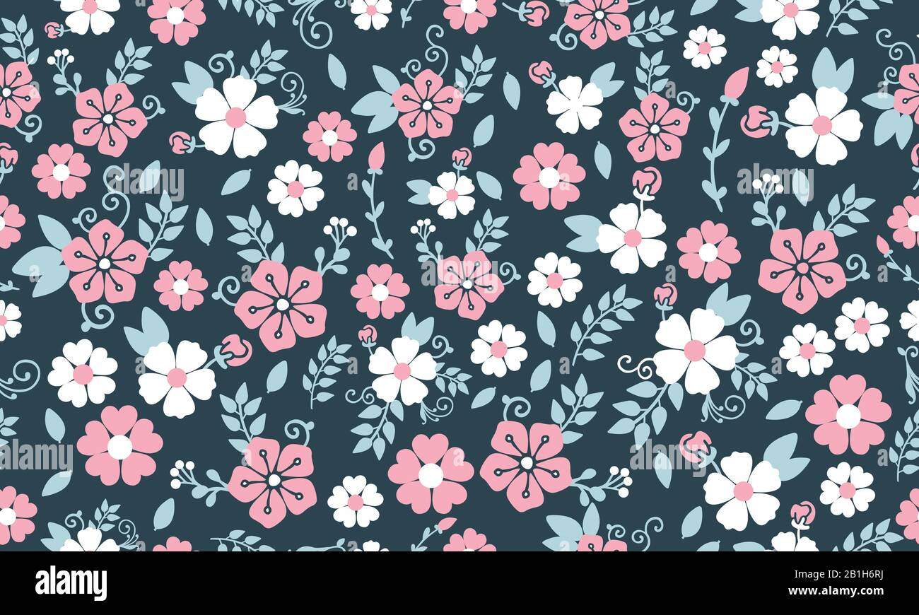 Beautiful flower for spring, with leaf and floral simple pattern ...