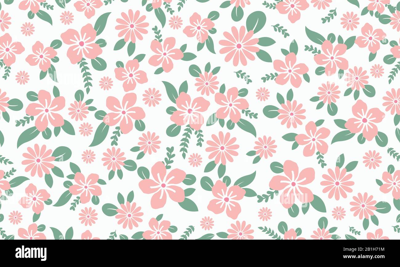 Elegant wallpaper for spring, with beautiful leaf and flower pattern ...