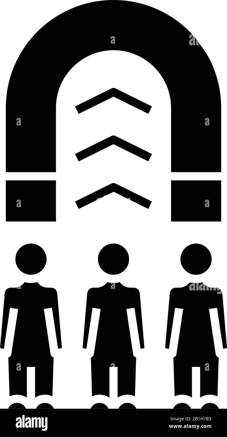 Attracting clients black icon, concept illustration, vector flat symbol, glyph sign. Stock Vector