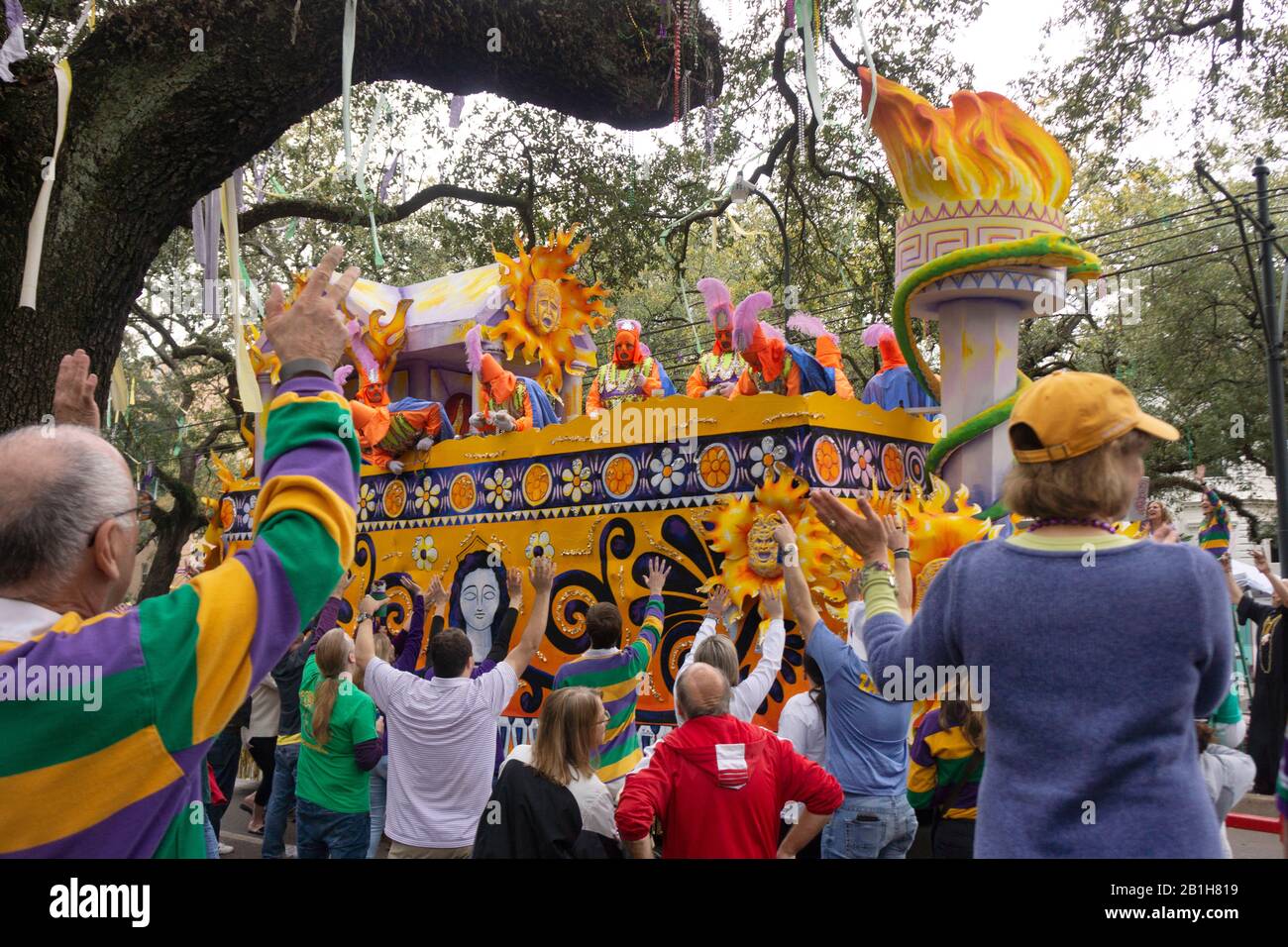 Mardi Gras float in the Rex parade on Fat Tuesday. New Orleans, LA, USA