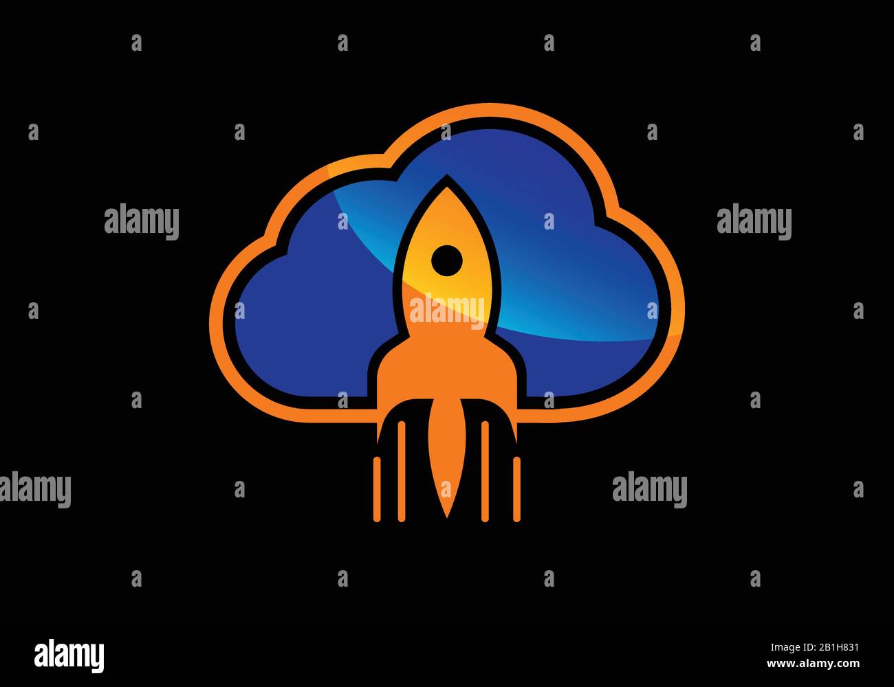 Creative Rocket and cloud Concept Logo Design Template Stock Vector