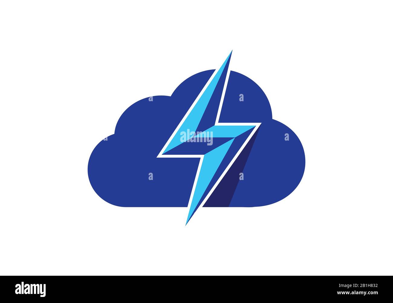 Cloud Data Thunderbolt Icon, Cloud With Lighting bolt Logo Template. Stock Vector