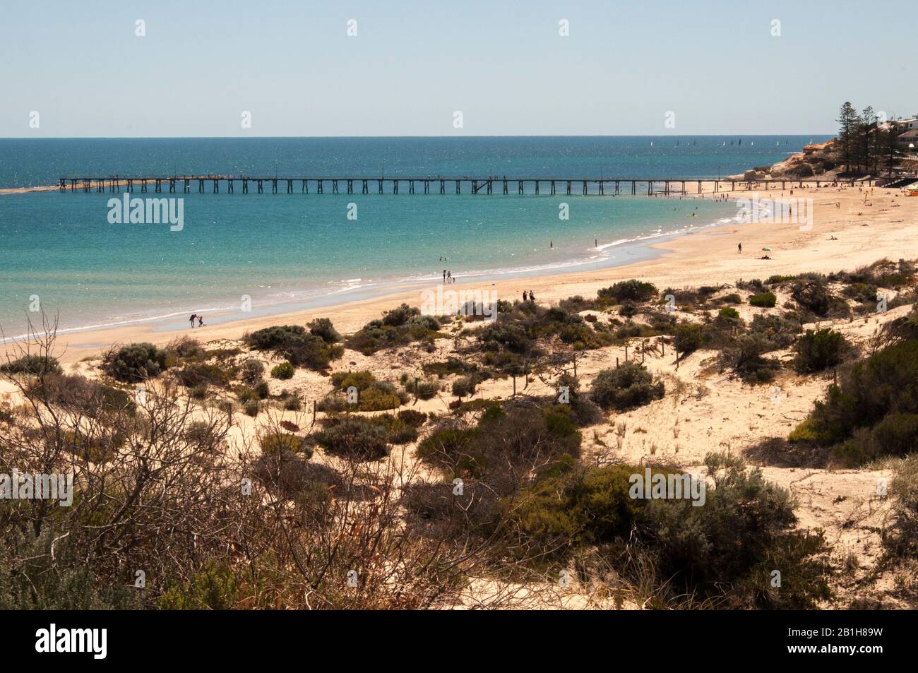 Beach and jetty at Port Noarlunga, South Australia Stock Photo