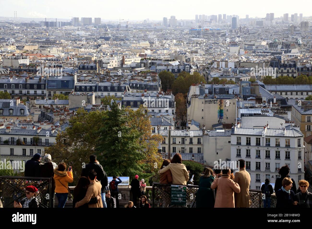 The view of city center of Paris from Montmartre.Paris.France Stock