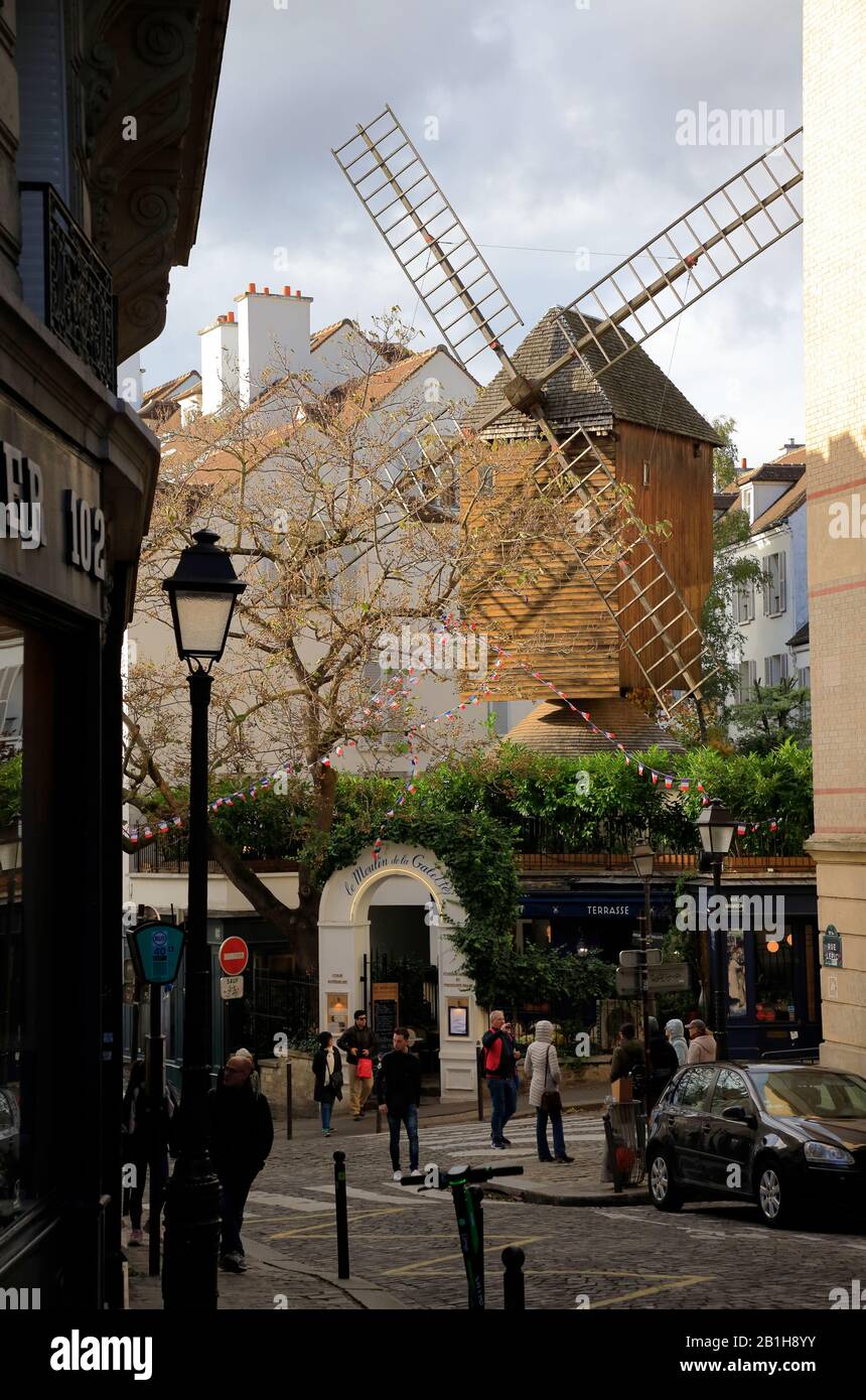 Le Moulin de la Galette restaurant with windmill.Montmartre.Paris.France Stock Photo Alamy