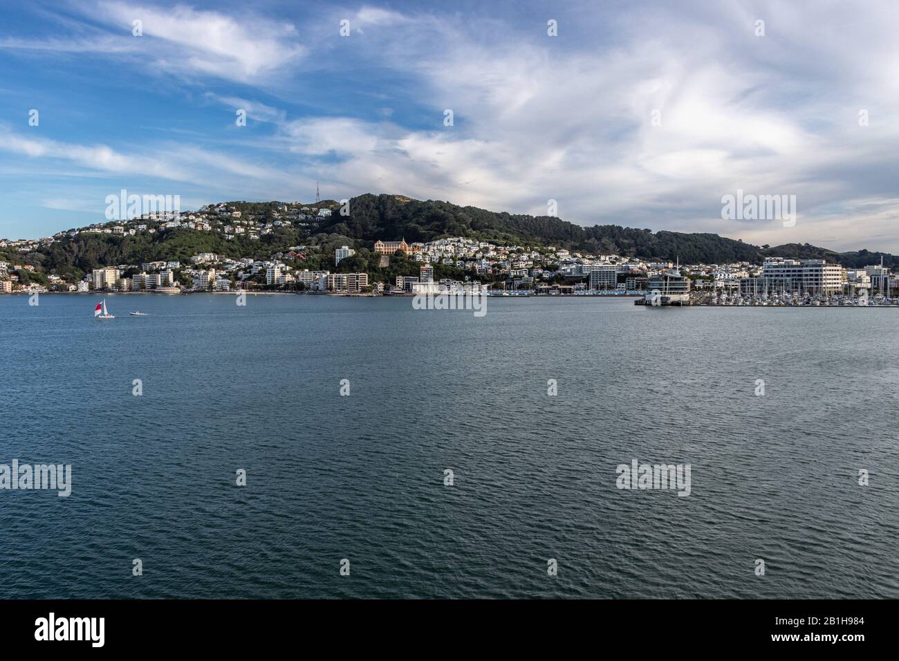 Wellington looking towards marina and Oriental Bay from ferry Stock Photo