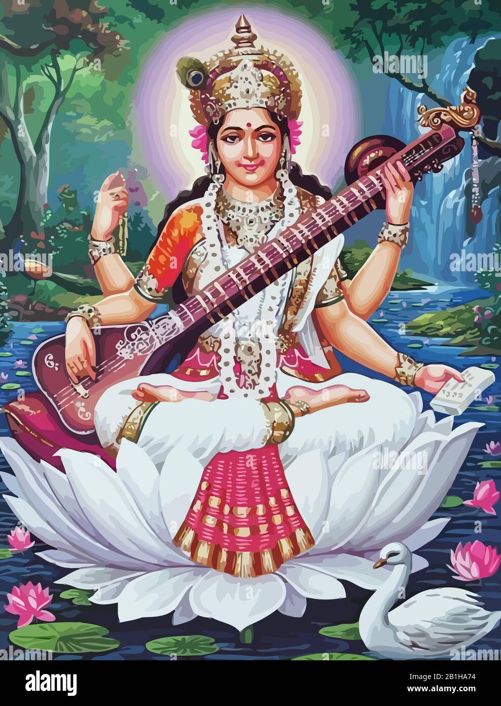 100+] Saraswati Mata Wallpapers | Wallpapers.com