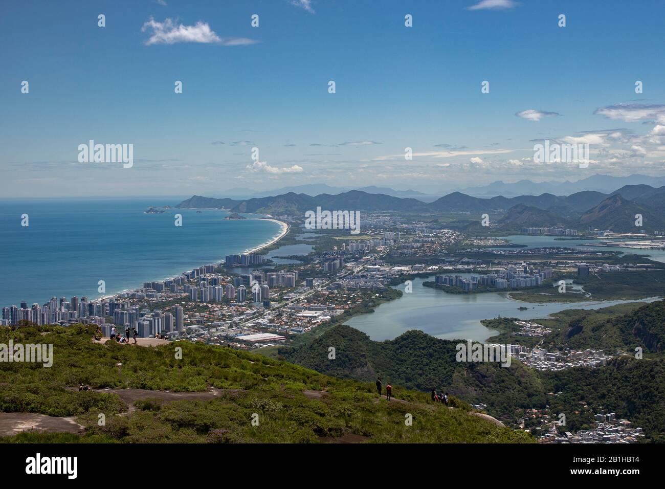 Coastal neighbourhood Barra da Tijuca seen from a high vantage point in ...