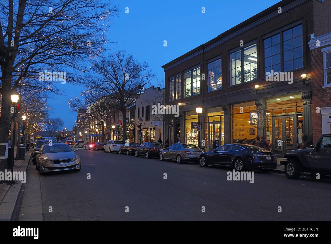 Businesses along King Street, one of the main thoroughfares running towards the Potomac River in