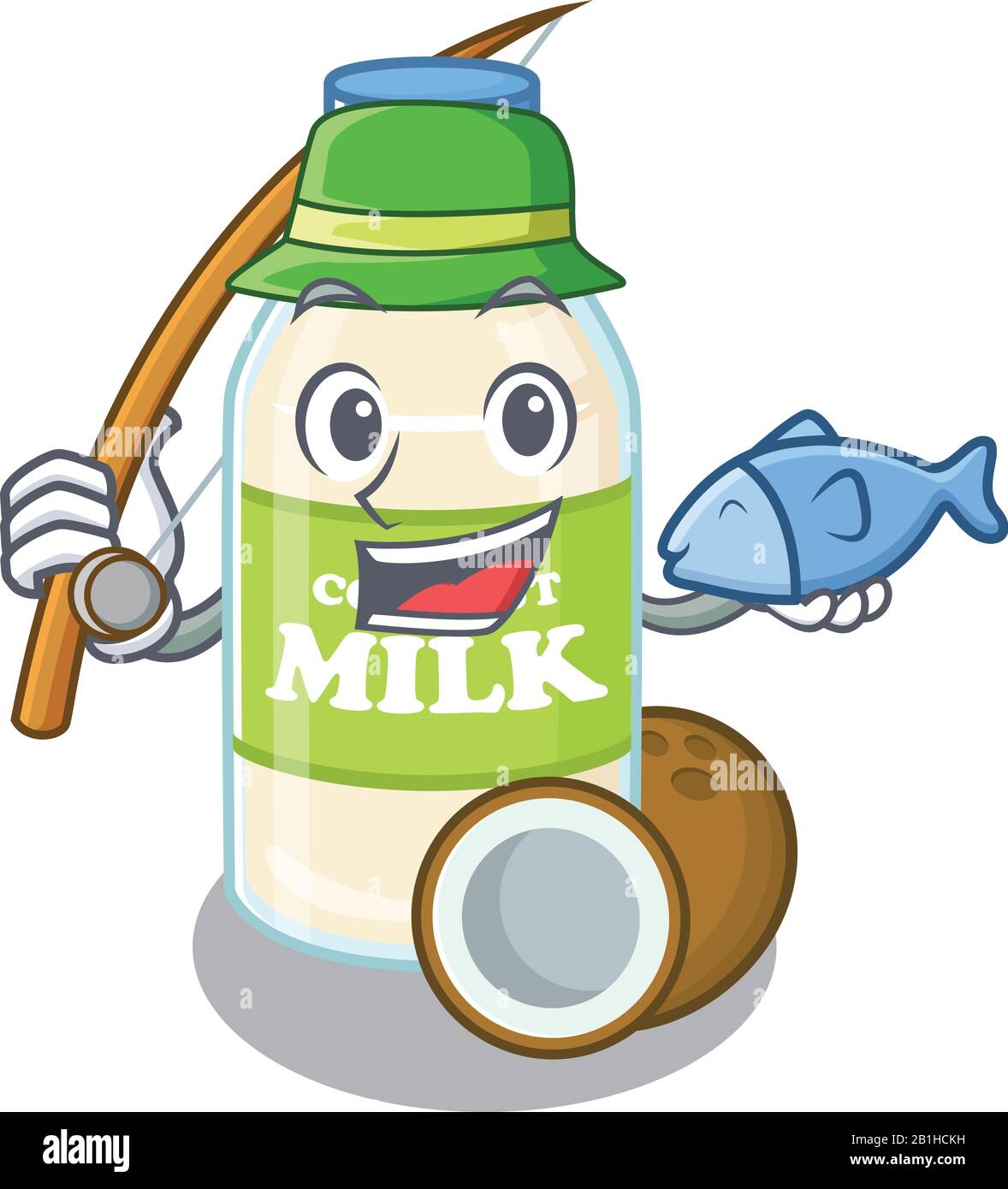 A Picture of happy Fishing coconut milk design Stock Vector Image & Art