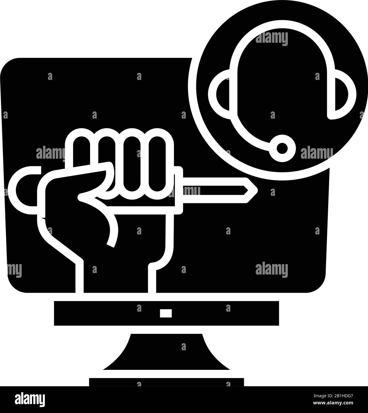 Audio access black icon, concept illustration, vector flat symbol, glyph sign. Stock Vector