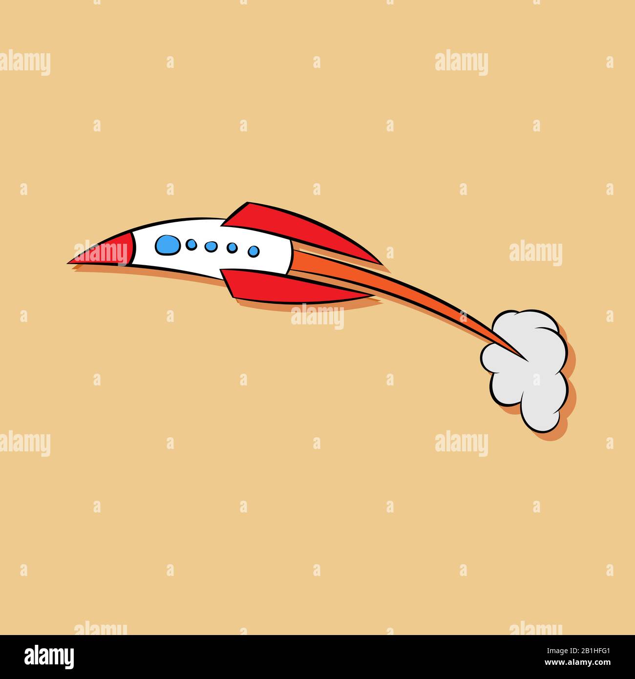 red and white flying rocket illustration Stock Vector Image & Art - Alamy