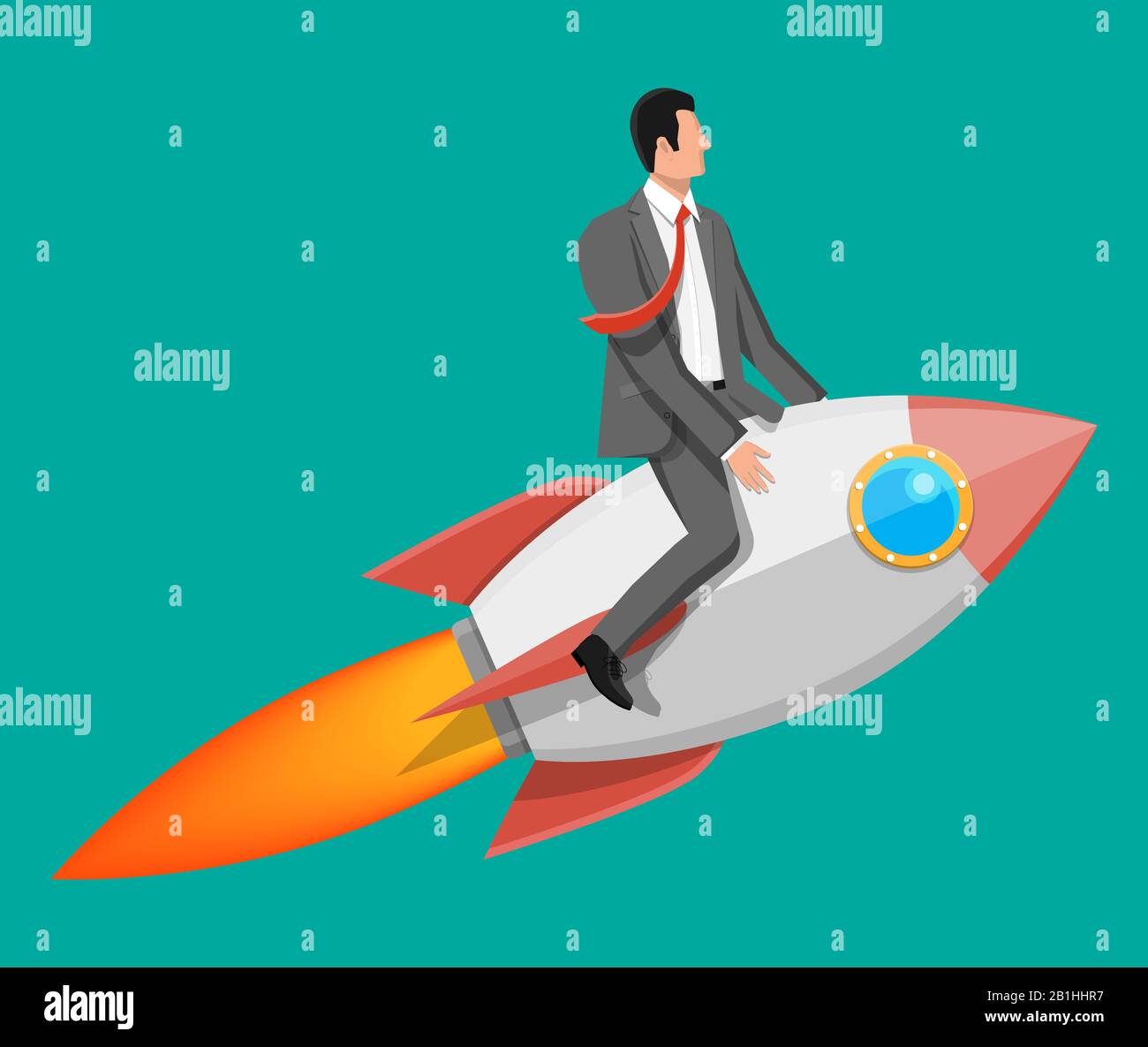 Successful businessman flying on rocket Stock Vector Image & Art - Alamy