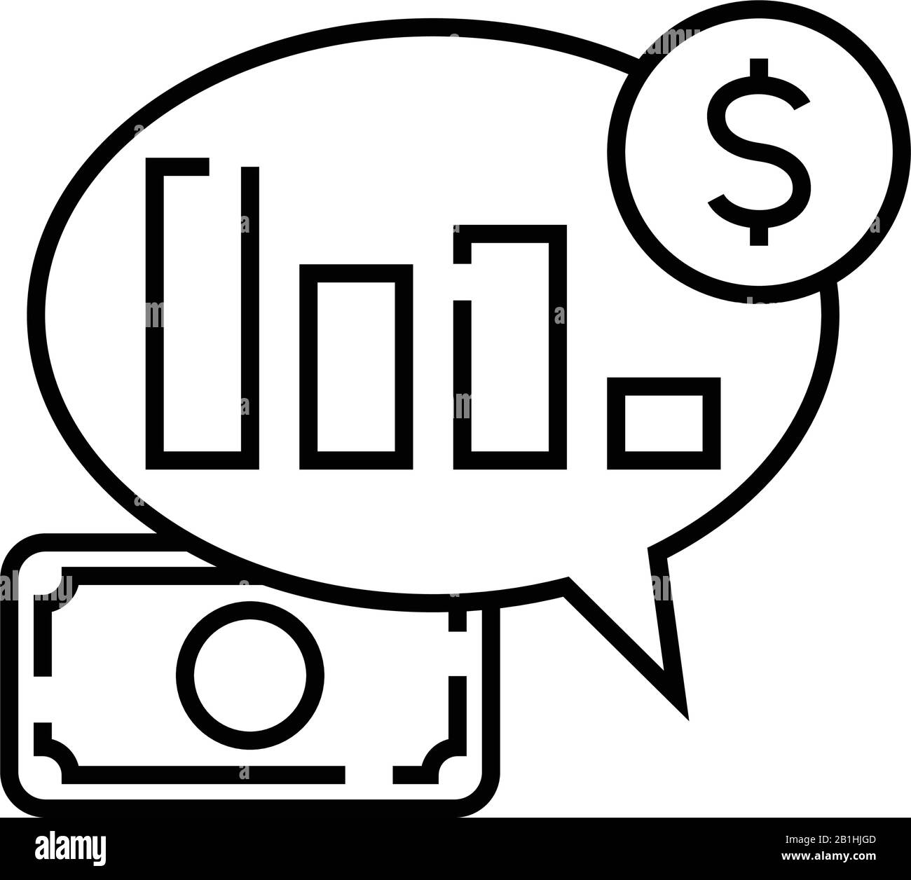 Financial diagram line icon, concept sign, outline vector illustration ...