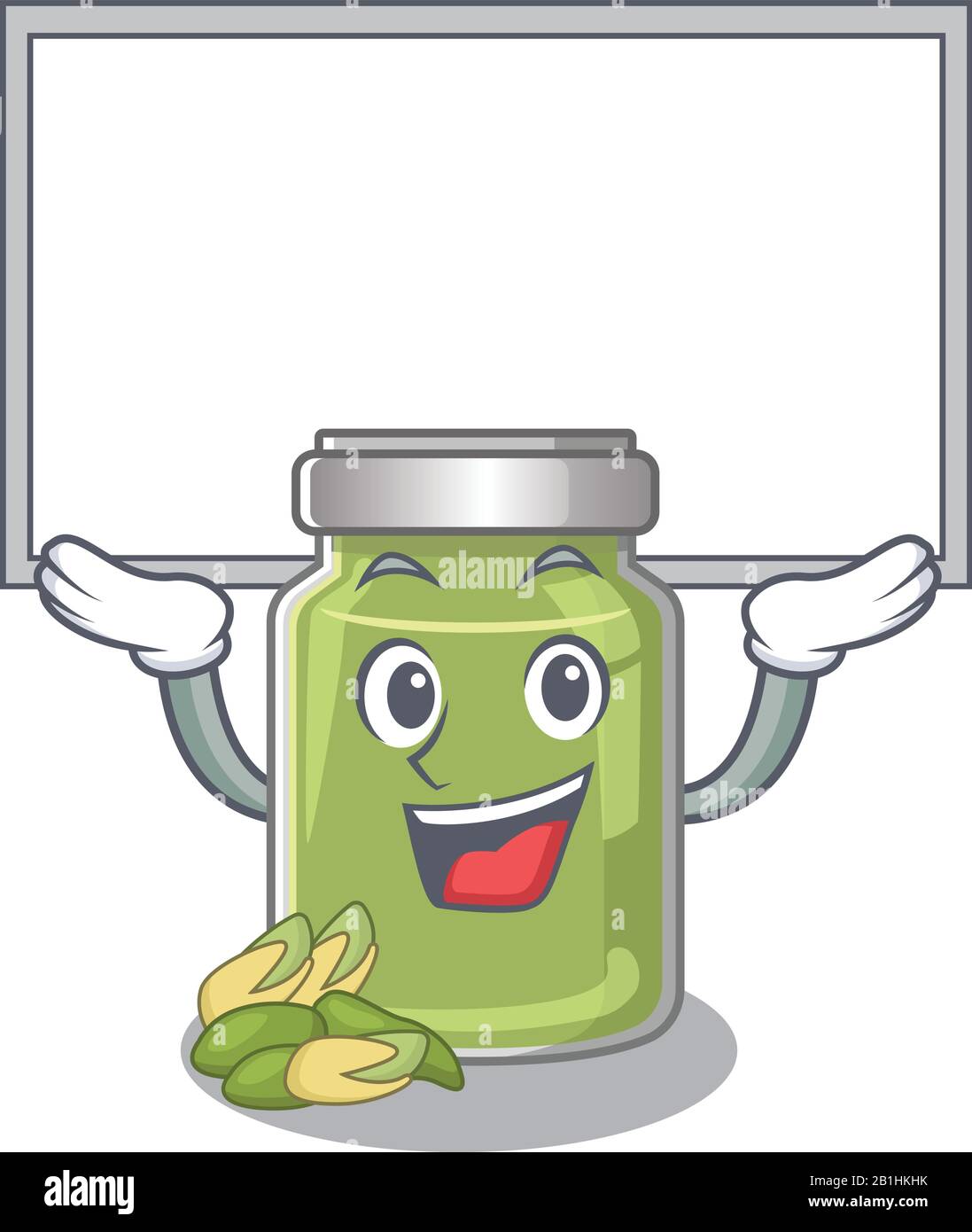 A pistachio butter mascot picture raised up board Stock Vector Image