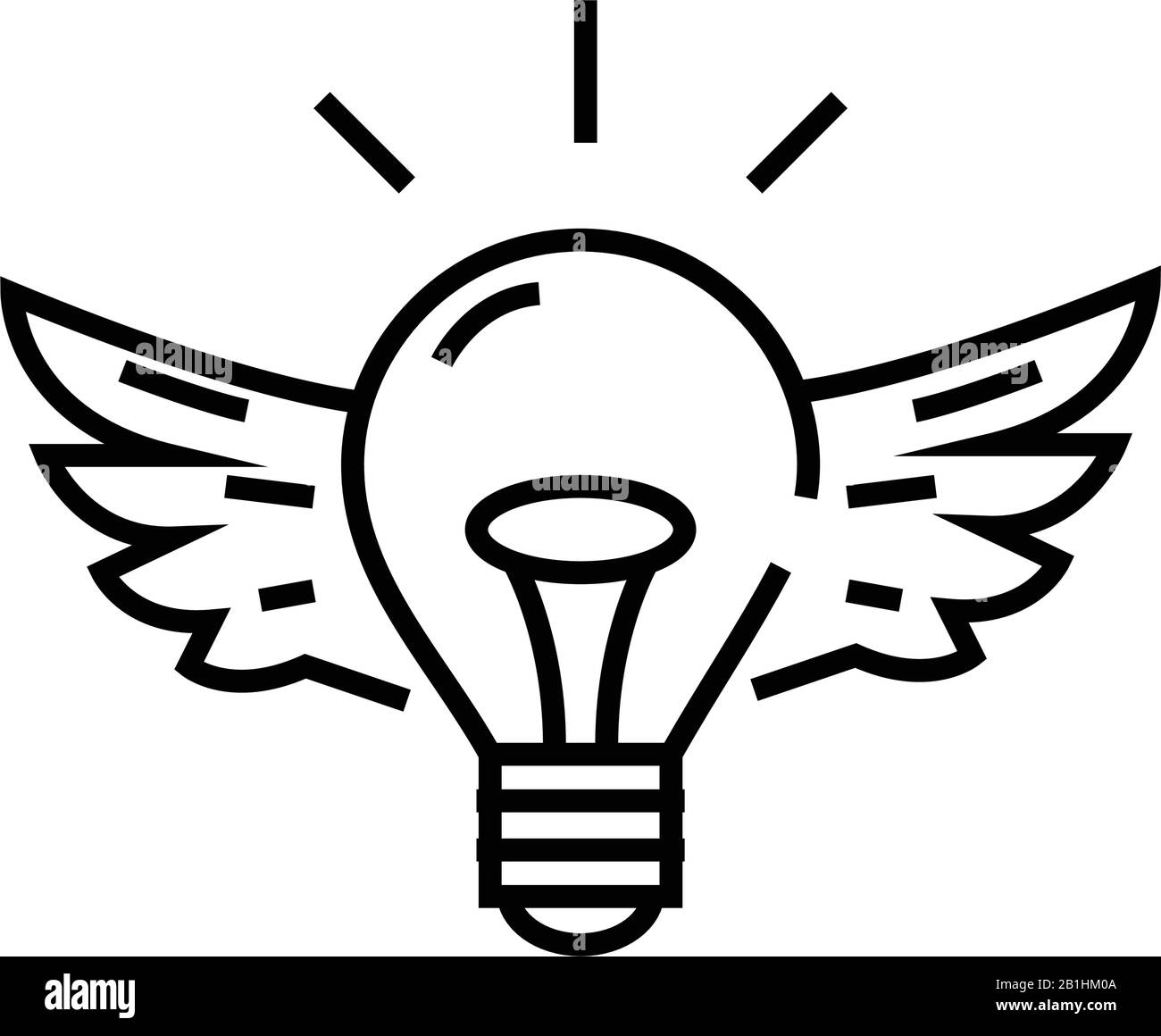 Flying idea line icon, concept sign, outline vector illustration ...