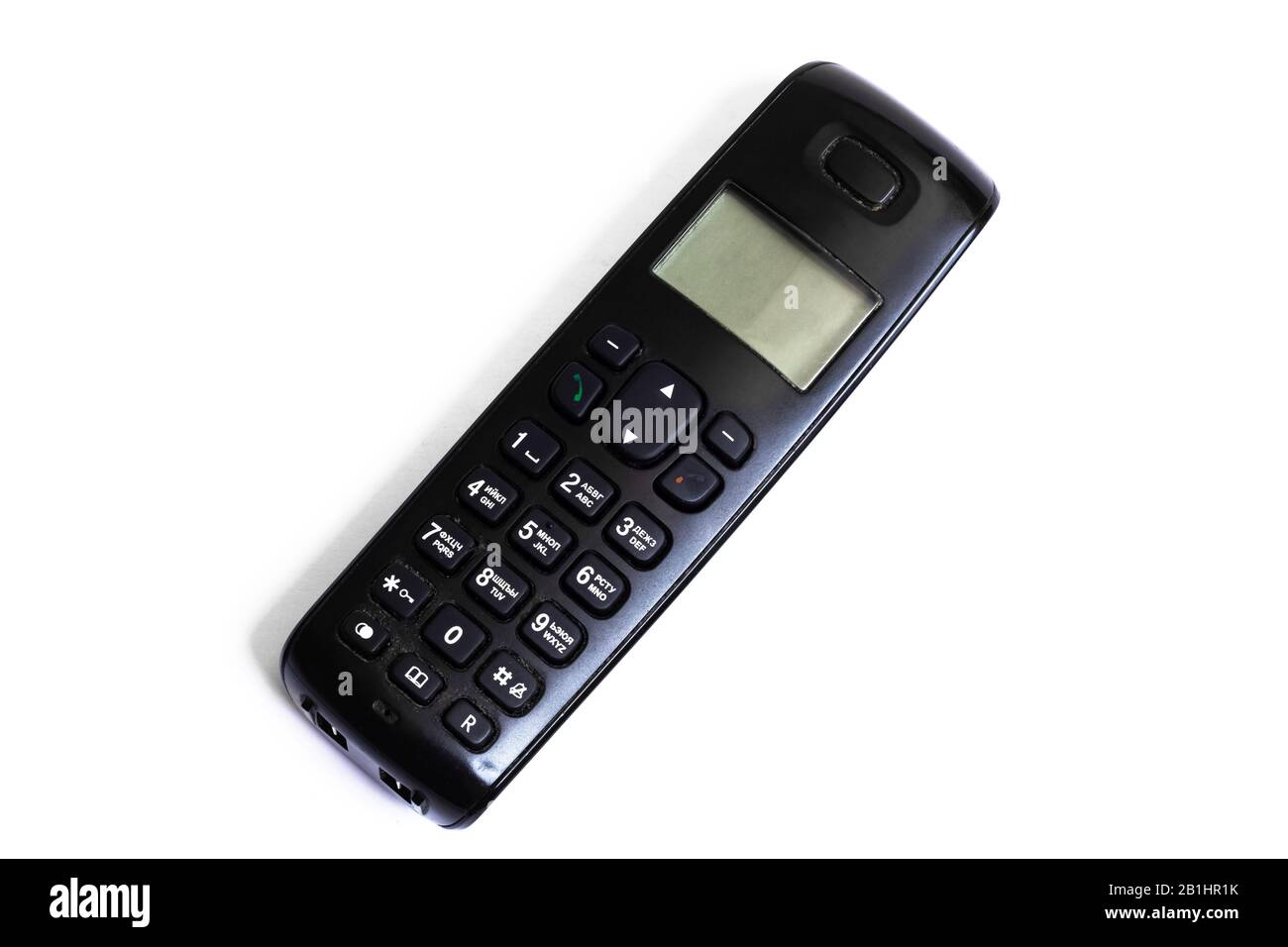 Handset of cordless landline phone isolated on a white background Stock