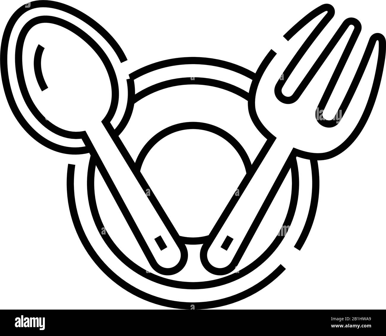 Fork and spoon line icon, concept sign, outline vector illustration ...
