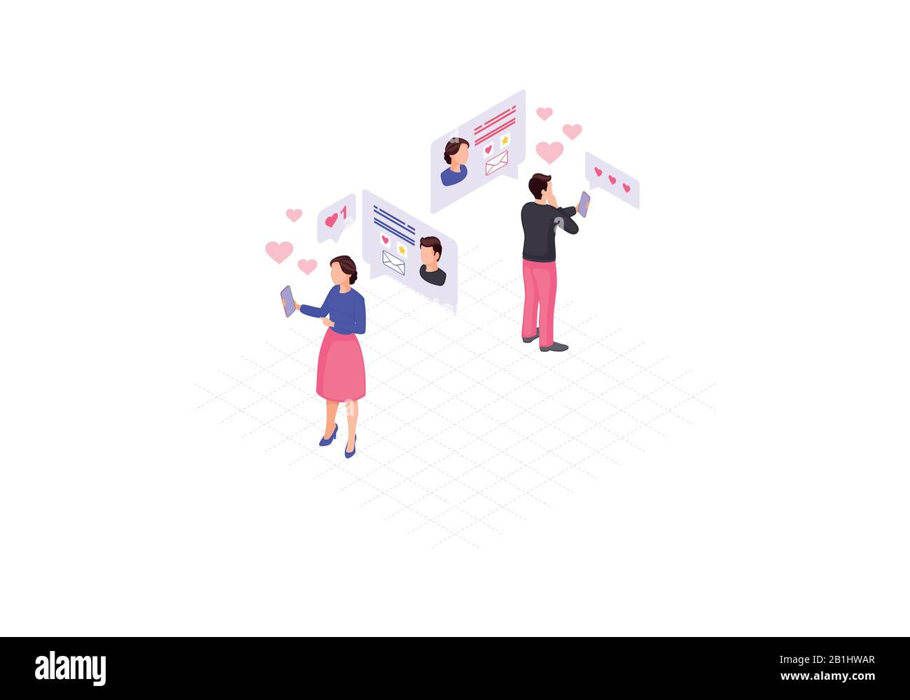 Online messaging isometric vector illustration Stock Vector