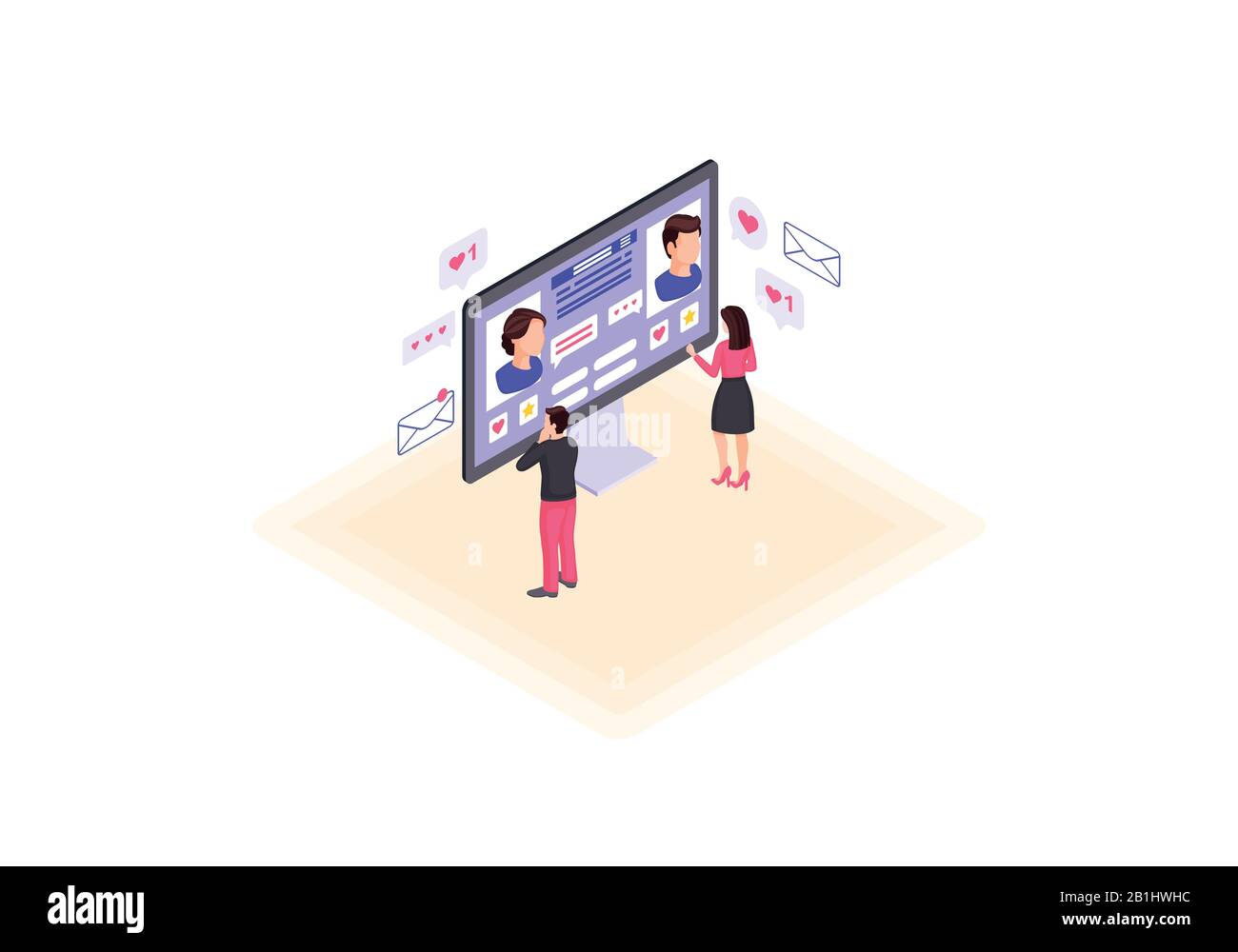 Online dating computer webpage Stock Vector