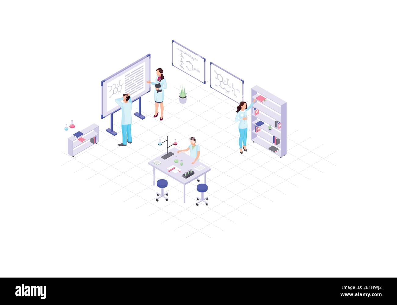 Chemists isometric color vector illustration Stock Vector
