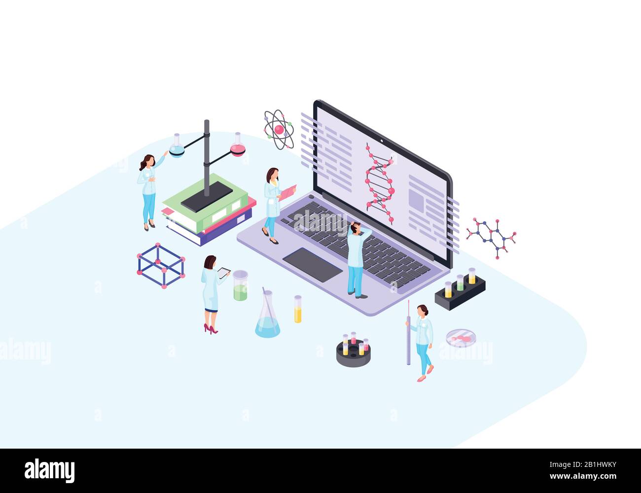 Scientists isometric color vector illustration Stock Vector