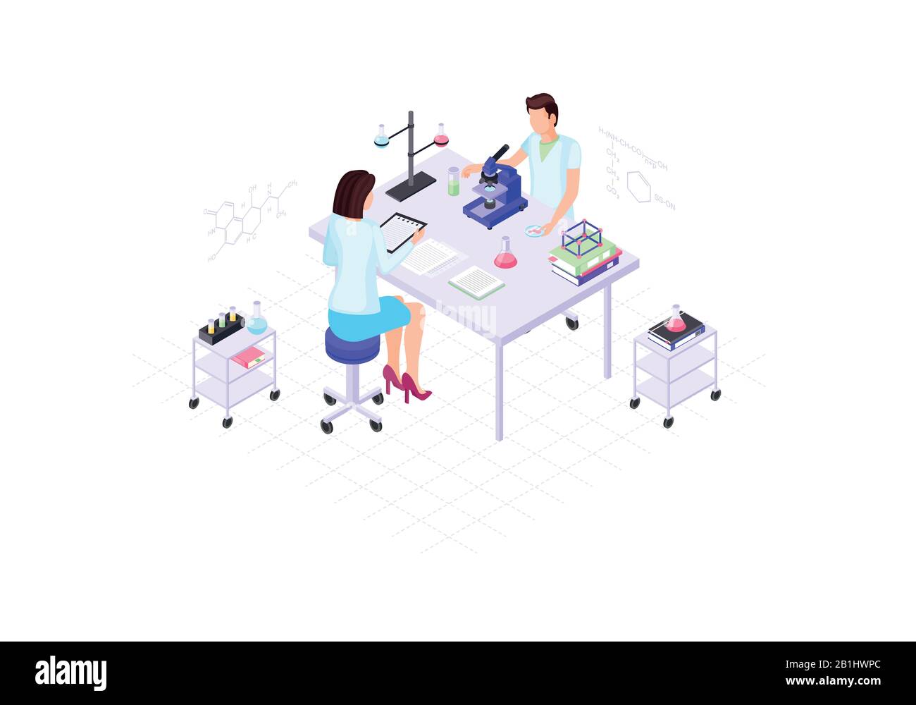 Biologists isometric color vector illustration Stock Vector