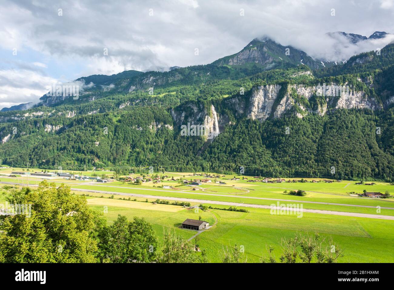 View of the Oltschibach valley near Meiringer in Switzerland. Stock Photo