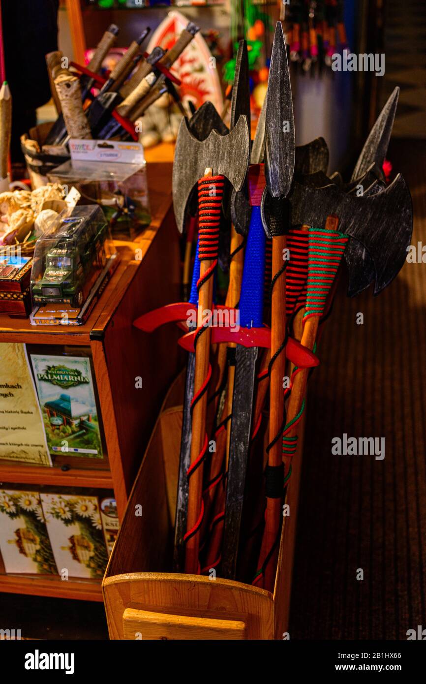 Prince Castle, Poland January 29, 2020 Museum items and rooms of