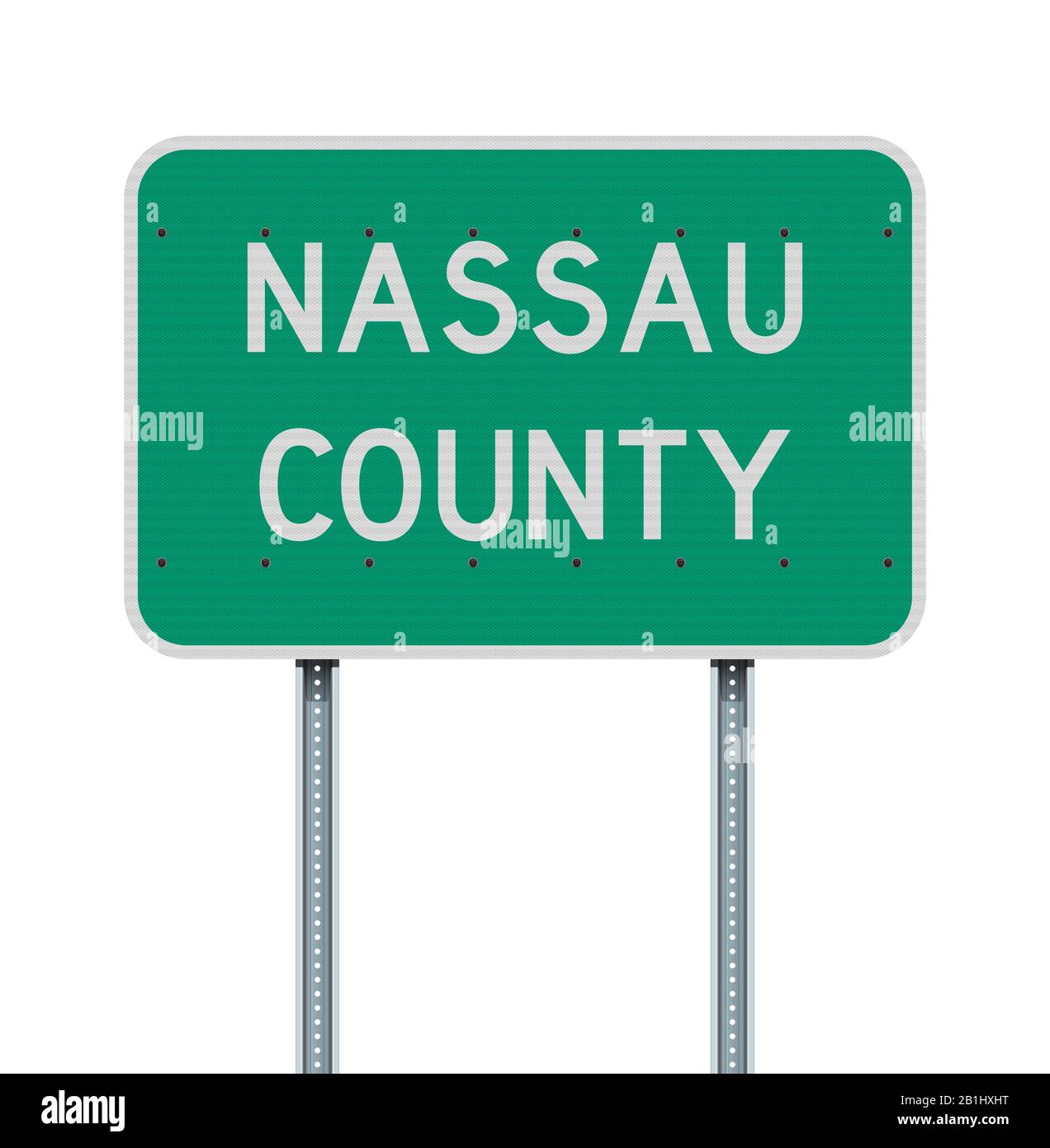 Vector illustration of the Nassau County green road sign on metallic pole Stock Vector