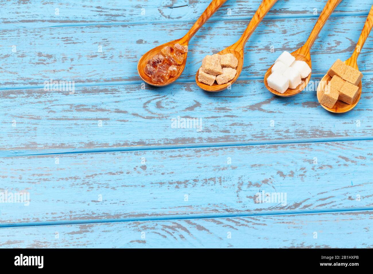 Different Kinds of Sugar in the Spoons close up Stock Photo Alamy