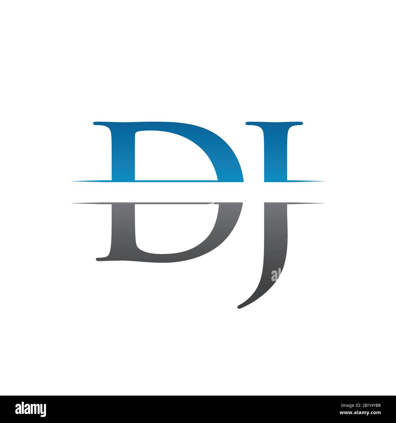 Initial DJ Letter Logo Design Vector With Blue and Grey Color. DJ Logo Design Stock Vector