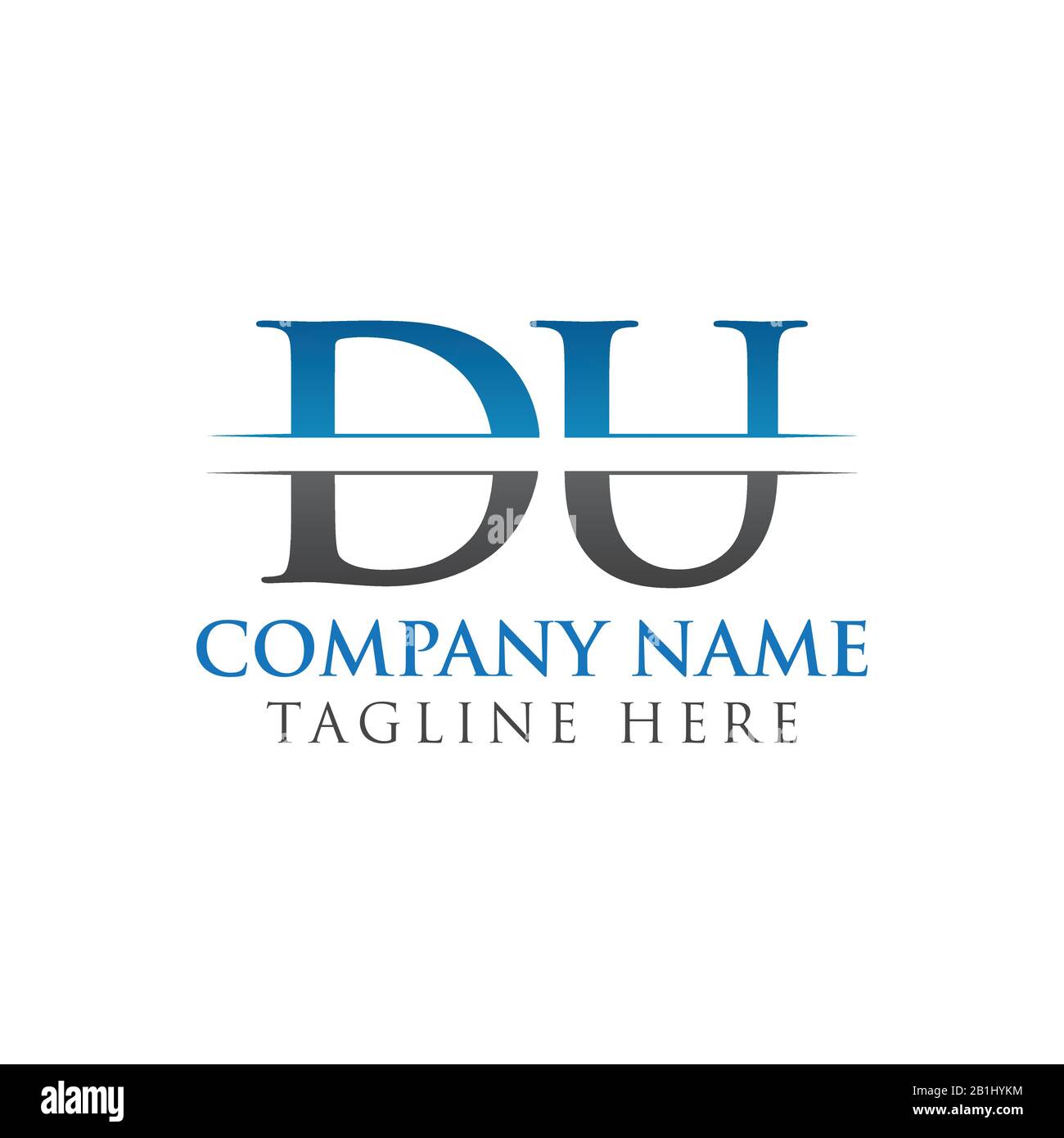 Initial DU Letter Logo Design Vector With Blue and Grey Color. DU Logo Design Stock Vector