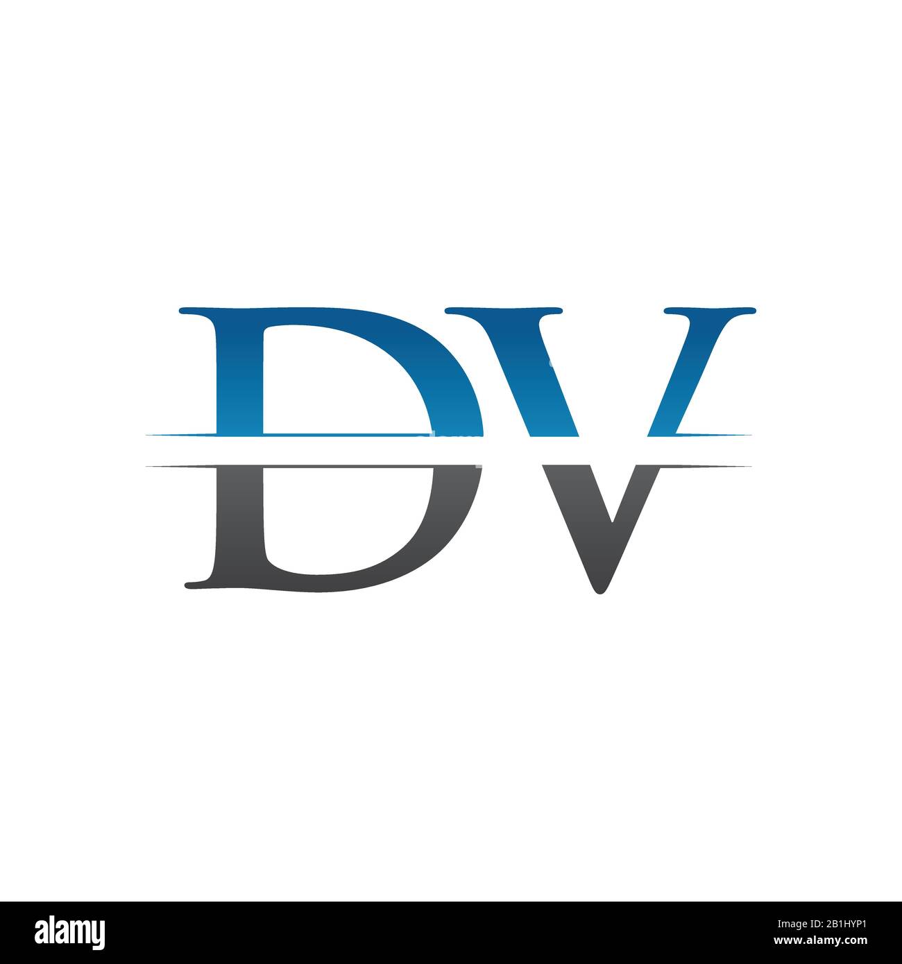 Initial DV Letter Logo Design Vector With Blue and Grey Color. DV Logo