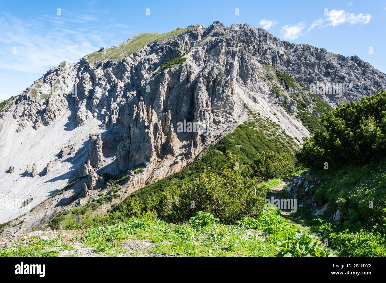 Mountainous landscape near Malbun village of Liechtenstein. Stock Photo