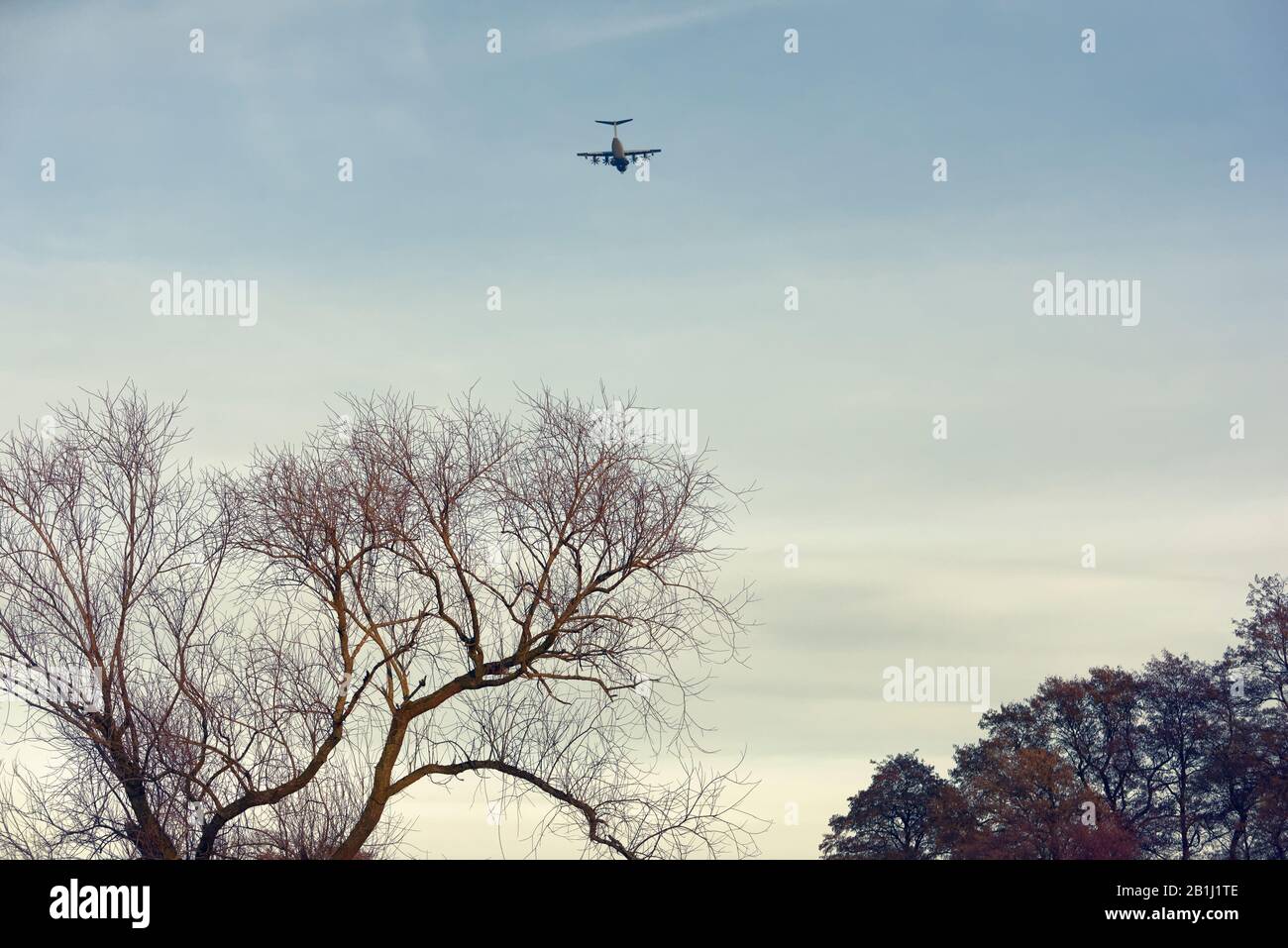 Airplane flying in Sky Stock Photo - Alamy