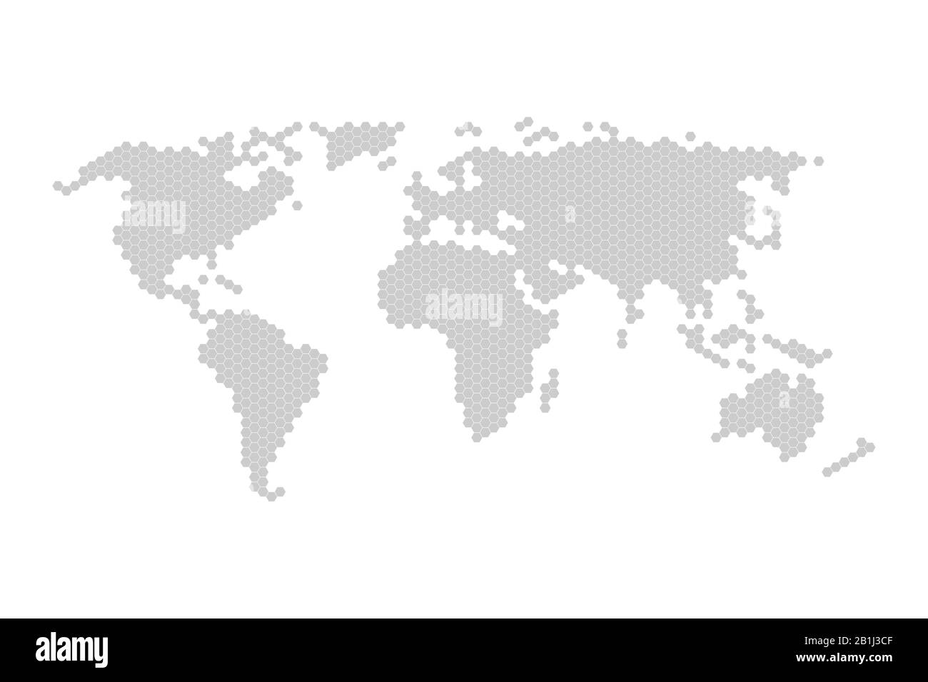 Hexagons Grey Color World Map Vector illustration. Stock Vector