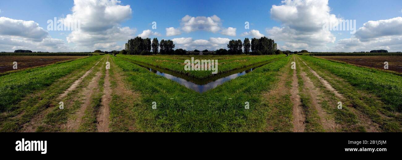 A farmland road doubled Stock Photo